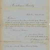 Invitation letter to Common Council of Hoboken for the Inauguration of the new Hoboken Academy building, Feb. 4, 1861.