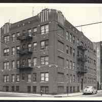 B&W photo of apartment building at 7803 Hudson Avenue, North Bergen.