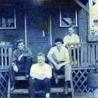Digital image of photo of four men on a porch, no place (probably not Hoboken), no date, circa late 1910-1920.