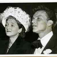 Sinatra photo: Frank Sinatra with Mrs. Bob (Dolores) Hope at Yankee Stadium boxing match, N.Y., N.Y., June 19, 1946.