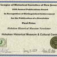          certificate 4: First Prize, Newsletter, 2008-2009 HHM newsletter
   