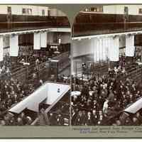Stereoview: Immigrants just arrived from Foreign Countries - Immigrant Building, Ellis Island, New York Harbor. Copyright 1904 by Underwood & Underwood.