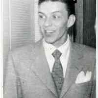 B+W photos, 5, of Frank Sinatra, various places, undated, ca. 1940-1943.