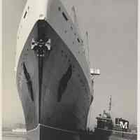 Postcard: S.S. United States leaving New York on its first trip, July 3, 1952.