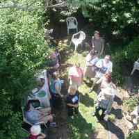 Digital color image of the gardens and people on the Secret Gardens Tour, Hoboken Historical Museum, Hoboken, June 9, 2002.