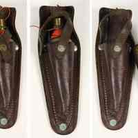          plumb bob in holder with strap closed, open & plumb bob out of holder
   