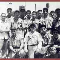 B+W digital print of photo of the 1941 Hoboken Wrens baseball team, no place (probably Hoboken), 1941.