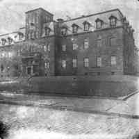 B+W photo negative of Stevens Institute of Technology Main Building, 5th St. between River & Hudson Sts., Hoboken, n.d., ca. 1880-1890.