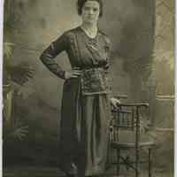 Sepia-tone photos, 3, of a woman posed during two different sittings in studio, Hoboken, n.d., ca. 1918-1930.