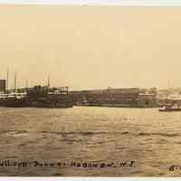Sepia-tone photo of North German Lloyd docks, Hoboken, N.J., Aug. 19, 1907.