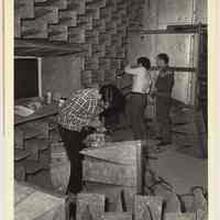 B+W photo of anechoic chamber construction at Stevens Institute, Hoboken, Dec.1983.