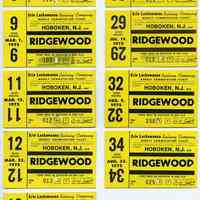          nine 1975 Erie Lackawanna Railway weekly commutation tickets
   