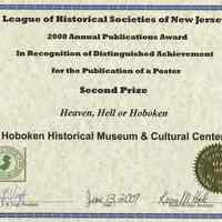          certificate 6: Second Prize, Poster, Heaven Hell or Hoboken
   