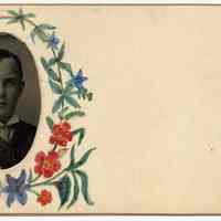          card 3: handpainted decoration; inserted tintype - William E. Borries?
   