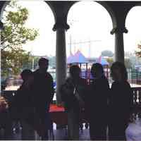 Color photo of the presentation of citations at the Deborah Williams Memorial Playground dedication ceremony, Hoboken, October 12, 2002.