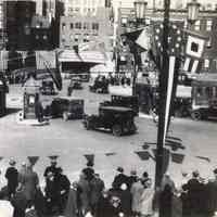 B+W photo of Holland Tunnel opening day, N.Y. entry plaza, Nov. 13, 1927; 1987 issue.