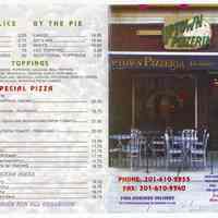 Menu: Uptown Pizzeria, 54 Fourteenth St., Hoboken (2007.)
