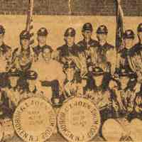 Digital image of printed b+w photo of G.I. Joes