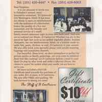 Two postcard announcements from Hoboken restaurants: Il Cantuccio; Court Street, no date, ca. 2002-2003.