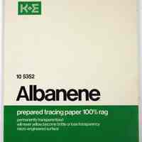 Paper: K&E Albanene Prepared Tracing Paper, 10 5342. Pad: 50 shts 11" x 14".Sold by Keuffel & Esser Co., Morristown, N.J., n.d., ca. 1968-1980.