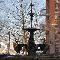 Color photo of fountain at Shipyard Park, Hoboken, Feb. 7, 2010.