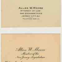 Calling cards, 2, of Allan W. Moore (1889?-1919); resident at 1227 Garden St., Hoboken.