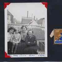          43: Nelly, Aase, Thelsa, Moa 1932 (posed on roof or balcony); Danmark stamp
   
