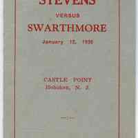 Scorecard (basketball game): Stevens versus Strathmore. Jan. 12, 1935. Castle Point, Hoboken, N.J.