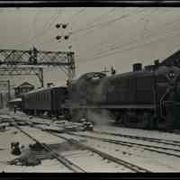 B+W negative: Erie Lackawanna R.R., Erie 931, near Lackawanna Terminal, Hoboken, winter 1961.