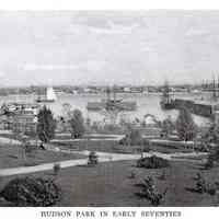Printed B+W photograph of Hudson [Square] Park in the early 1870