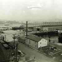 Digital image of black-and-white photo of the interior of the Pier 16 shed, Hoboken Dock Company, Hoboken, no date, ca. 1945-51.