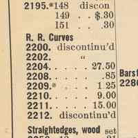          detail from revised price list, April 1920 showing discontinued & policy
   
