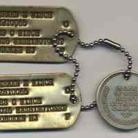 U.S. Army WWII dog tags for Herman M. Wisch of Hoboken, ca. 1943.