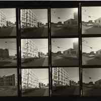 B+W negative contact sheet of images of Hoboken taken by John Conn. no date, [1976].