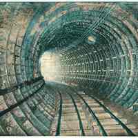          Digital image of Hudson & Manhattan R.R. postcard showing a tunnel curve. No date, ca.1908. picture number 1
   