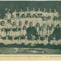 Album clipping of a photo of the Junior Choir of The First Methodist Episcopal Church of Hoboken from a church program, no date, ca. 1900-1920.