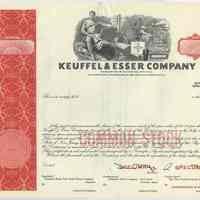 Certificate, specimen stock: Keuffel & Esser Company (Hoboken, N.J.); Less than 100 shares Common Stock, par value $1.00 (1965).