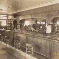 Sepia-tone photo of interior of Clam Broth House lounge (bar), 30 Newark St., Hoboken, no date, circa 1950.