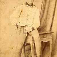 Digital image of photo of a young man in uniform posed in photo studio, Berlin, Germany, no date, circa1870-1880