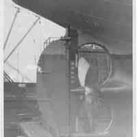 B+W photo of a side view of the steerage of the S.S. City of Atlanta, Hoboken, no date, ca. 1940.