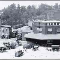 B+W copy photo of Holland America Line Fifth Street pier, Hoboken, 1905.