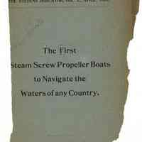 Booklet: The First Steam Screw Propeller Boats to Navigate the Waters of Any Country. By Francis B. Stevens. The Stevens Indicator, April 1893.