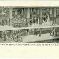          Digital image of Hudson & Manhattan R.R. postcard titled: Sectional view of track floor, Terminal Building of the N.J. & N.J. Tunnel. n.d., ca. 1910. picture number 1
   