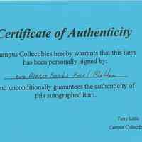          certificate of authenticity
   