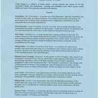 Program for "Memoir" at the Hoboken Historical Museum, 1301 Hudson St., Hoboken, October 15, 2006.