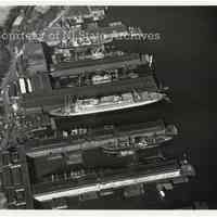 B+W aerial photo of the Holland America Lines Hoboken Piers, October 14, 1948.