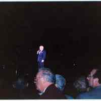 Color photo of Frank Sinatra performing on stage, no place, October 1993.