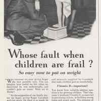 Ad, Cocomalt: Whose fault when children are frail? By R.B. Davis Co., Hoboken; in Women