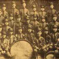 Digital images of printed b+w photo of Hoboken Playground Fife and Drum Corps, Hoboken, 1917.