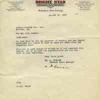 Letter: Bright Star Battery Co., Hoboken, N.J. to W. H. Kemble, Kemble-Cochran Co., Inc., Bristek, Va., Aug. 17, 1932.